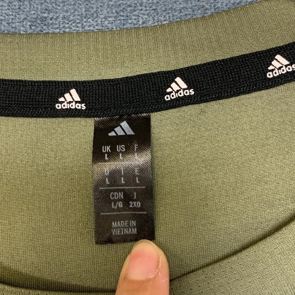 Adidas Acronym T-Shirt Mens Large Olive Green 3 Stripes Logo Casual Outdoor Tee